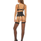 Bombshell Boudoir Strap Overlay Bra, Garter Belt & G-String Black MD