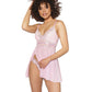 Crystal Pink Babydoll w/Lightly Padded Cups & Thong Pink/Silver MD