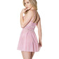 Crystal Pink Babydoll w/Lightly Padded Cups & Thong Pink/Silver SM