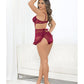 Floral Eyelash Lace Apron Wine XL