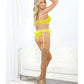 Neon Lace Underwire Bra w/Double Tulle Garter Skirt & Double Elastic Panty Neon Lime XL