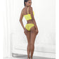 Neon Lace Corset Top w/Ring Accent & Panty Neon Lime XL