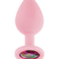 Luv Inc. Jeweled Silicone Butt Plug w/Three Stones - Medium Light Pink