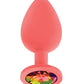 Luv Inc. Jeweled Silicone Butt Plug w/Three Stones - Large Coral
