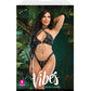 Vibes Eat Me Flash Reactive Mushroom Print Halter Bralette w/Thong - Black L/XL