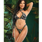 Vibes Eat Me Flash Reactive Mushroom Print Halter Bralette w/Thong - Black M/L