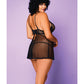 Soft Mesh Babydoll & G-String Black 3X