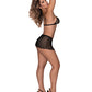 Girl Next Door Strappy Bralette w/Flirty Thong Skirt Black L/XL