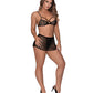 Girl Next Door Strappy Bralette w/Flirty Thong Skirt Black L/XL