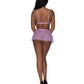 Girl Next Door Strappy Bralette w/Flirty Thong Skirt Lilac L/XL