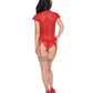 Ooh La Lace Cap Sleeve Basque & Tanga Panty Red S/M