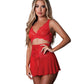 Sugar High Bralette w/Garter & Panty 3 pc Set - Red S/M