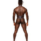 Snaked Metallic Coated Shoulder Sling Harness Thong Black/Blue S/M