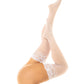 Sheer Thigh High w/Stay Up Silicone Lace Top White O/S