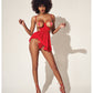 Heart Open Cup Babydoll & G-String Red L/XL