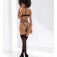Floral Lace Strappy Bra & Open Back Panty Black L/XL