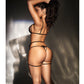 Mesh Top w/Adjustable Coverage, Garter Belt & Thong Black L/XL