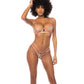 Floral Embroidered Underwire Bralette w/Garter & Thong Panty Pink Medium