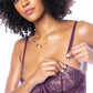 Underwire Bustier w/Removable Straps & High Waisted Thong 2 pc Set - Mulberry LG