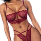 Lace Underwire Top w/Thong 2 pc Set - Rosewood L/XL