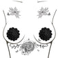 Neva Nude Burlesque Nightfall Roses Reusable Silicone Pasties - Black O/S
