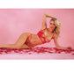Cherry Strappy Lace Unlined Underwire Bra w/Heart Ring Detail & Panty Red XL