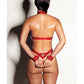 FETISH Submissive V-Plunge Vinyl Teddy w/Removable Chain Harness & Hand Red L/XL