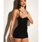 FETISH Bondage Open Shelf Cup Vinyl & Mesh Babydoll w/Cage Back Black LG