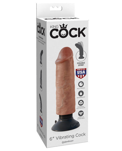 King Cock 6" Vibrating Cock - Tan