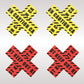 Peekaboos Caution X Pasties - 2 Pairs 1 Red/1 Yellow