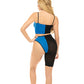 Pink Lipstick Block You Out Bandeau & Bottom Black/Blue O/S