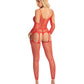 Pink Lipstick In My Head Net Bodystocking  Red O/S