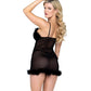 Afterhours Maribou & Mesh Chemise Black MD