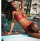Baroque Heart Embroidered Lace 2 pc Set - Red XL