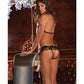 Rene Rofe Lace Peek a Boo Bra & Crotchless Panty Set Black M/L