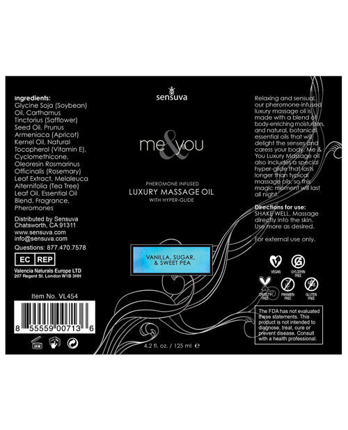 Sensuva Me & You Massage Oil - 4.2 oz Sweet Temptation