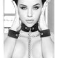 Shots Ouch Black & White Velcro Collar w/Leash & Hand Cuffs - Black