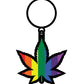 Wood Rocket Rainbow Leaf Keychain - Rainbow
