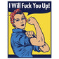 Wood Rocket I Will Fuck You Up! Pin - Multi Color