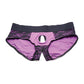 Strap U Lace Envy Crotchless Panty Harness - 3XL Purple